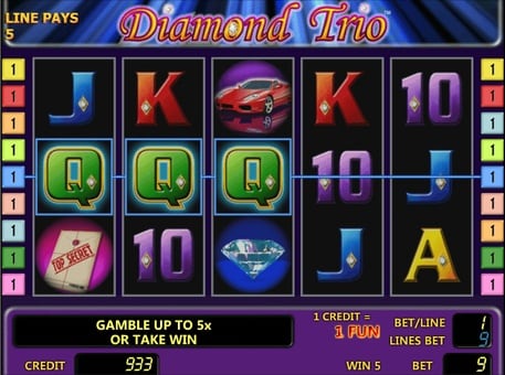 Diamond Trio - выигрышная комбинация символов Выигрышная комбинация символов в автомате Diamond Trio